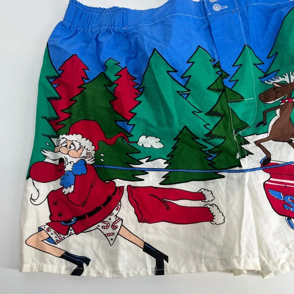 Vintage Addiction Santa Reindeer‎ Sleigh Christmas Boxer Shorts Mens M Cotton
